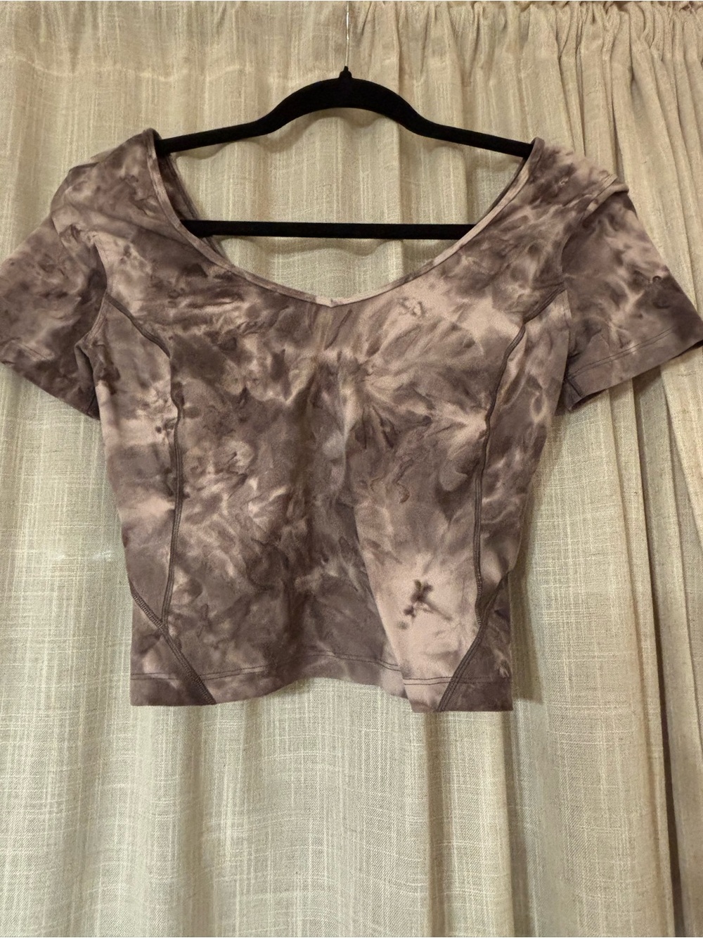 lululemon athletica Women's Cropped Scoop Neck Tie-Dye Top - Gray